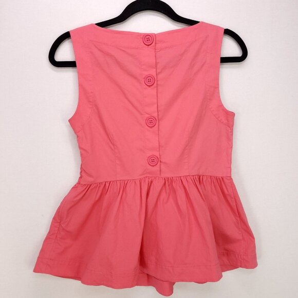 Kate Spade Blouse Shore Thing Sleeveless Button Back Peplum Top Coral Size 2 - Picture 2 of 11